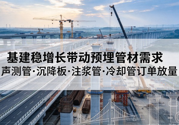 缙云基建稳增长带动预埋监测管材需求，声测管、沉降板、注浆管订单持续放量